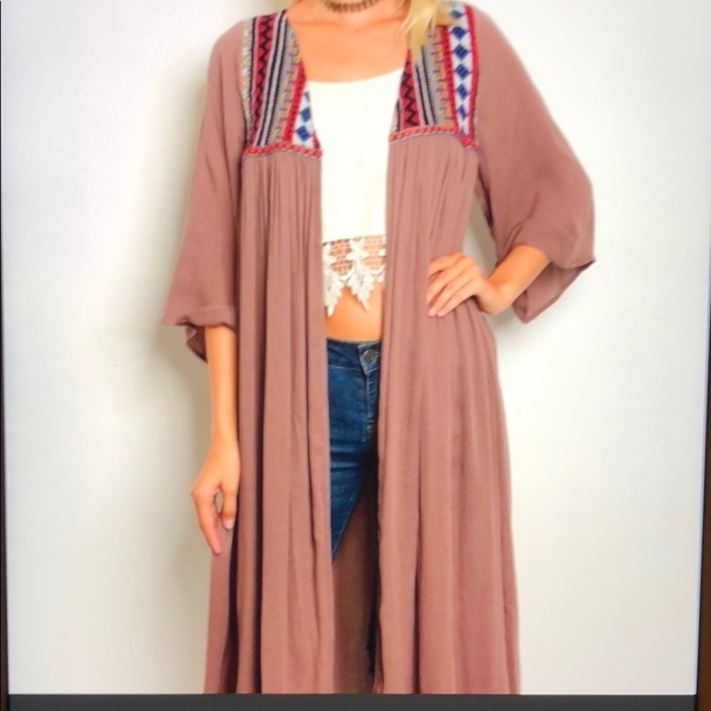 TASSELS N LACE Mauve boho Kimono - Picture 1 of 6
